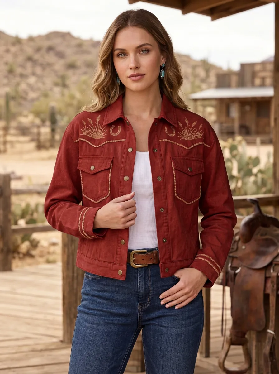 Frontier Horseshoe Horse Embroidered Canyon Style Women's Western Jacket
