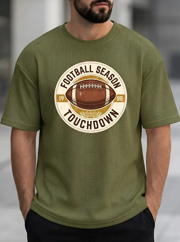 Men's American Football Season Touchdown Vintage Printed T-Shirt