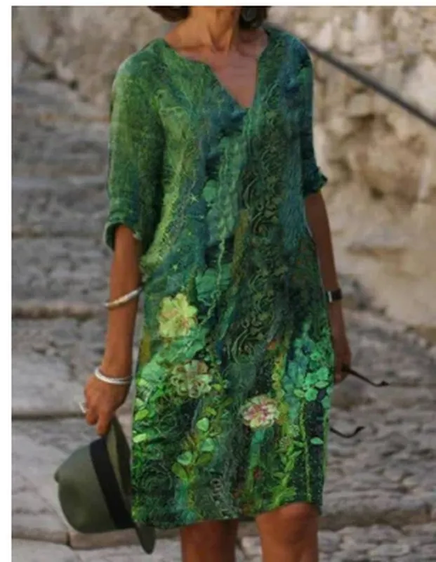 Floral V-Neck Midi Dress
