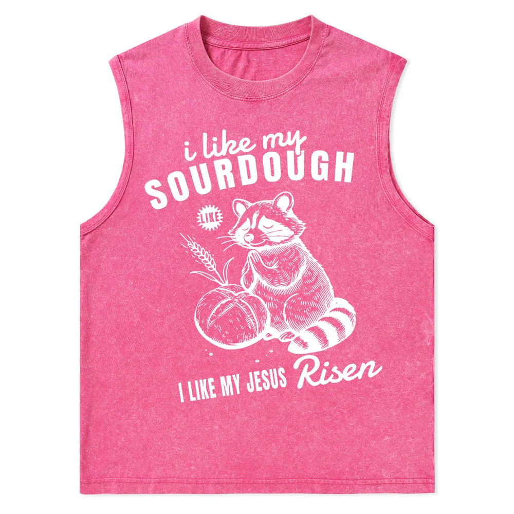 I Like My Jesus Risen Christian Washed Tank Top