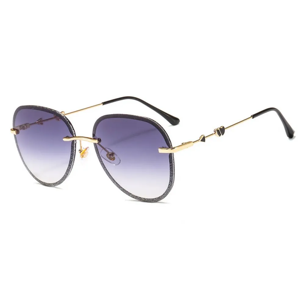 Heart Metal Rimless Sunglasses