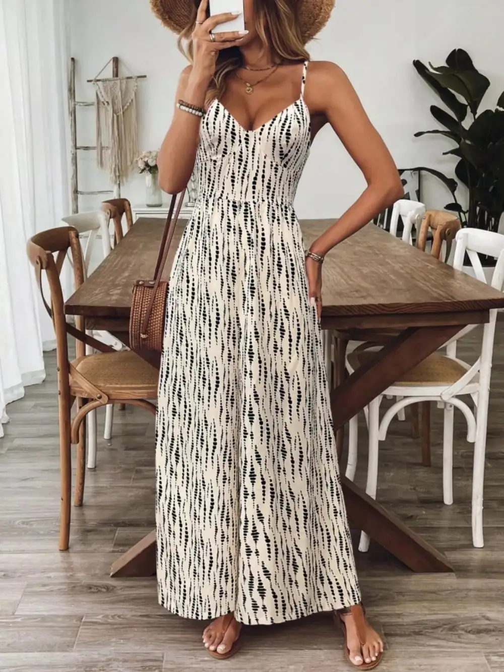 Spaghetti Strap Wide Leg Jumpsuit Accessory