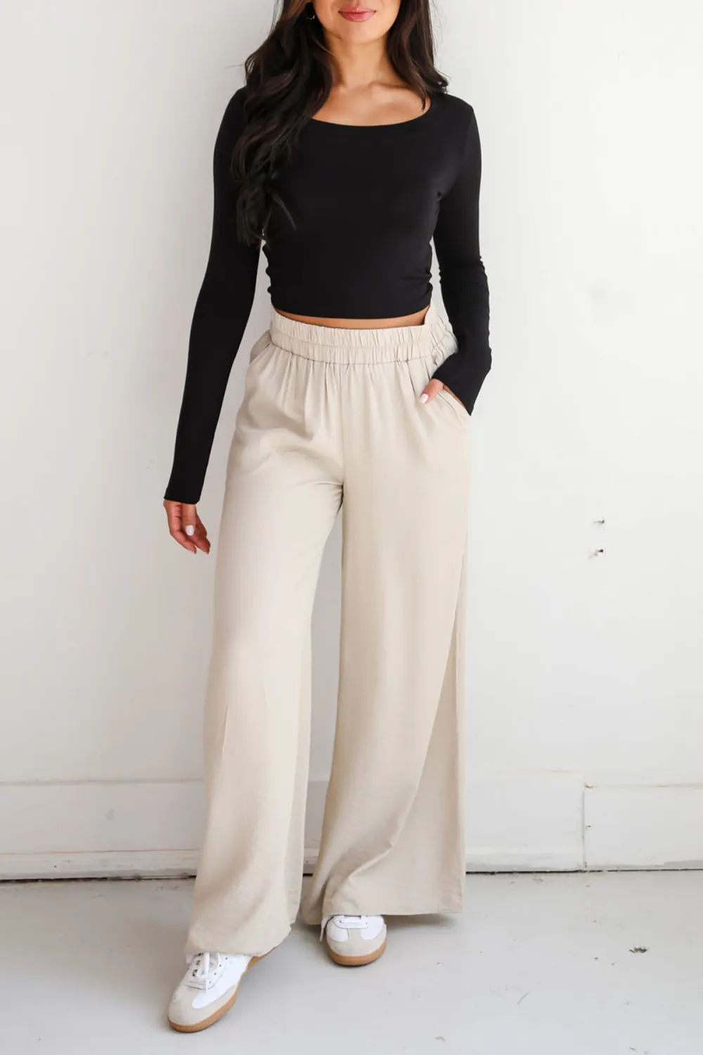 Khaki Wide Leg Pants