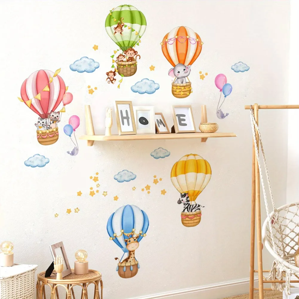 Cute Animal Hot Air Balloon Wall Decals