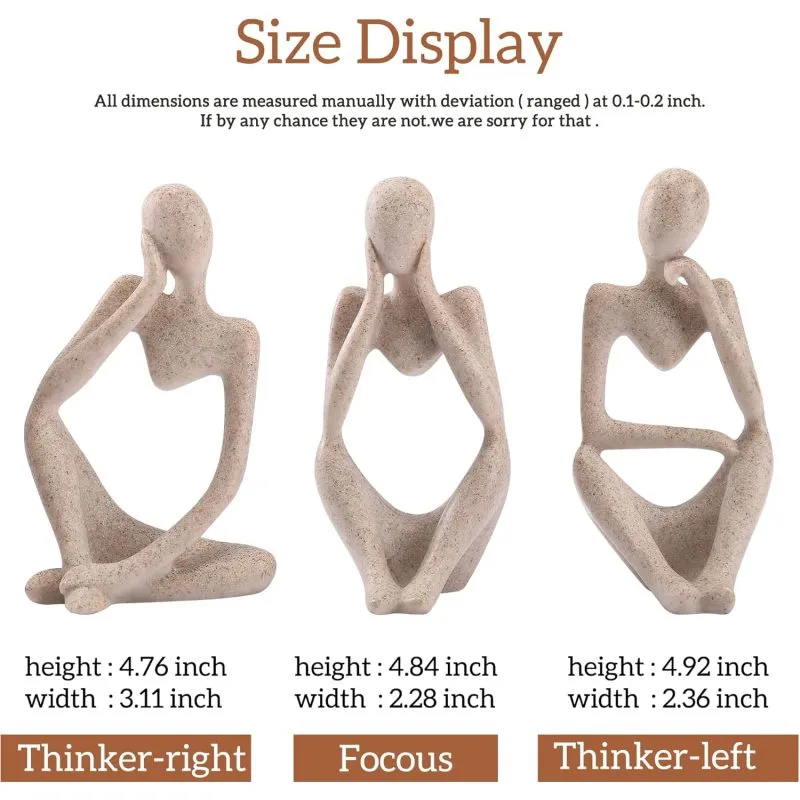 3 Pcs Abstract Thinker Statue Set
