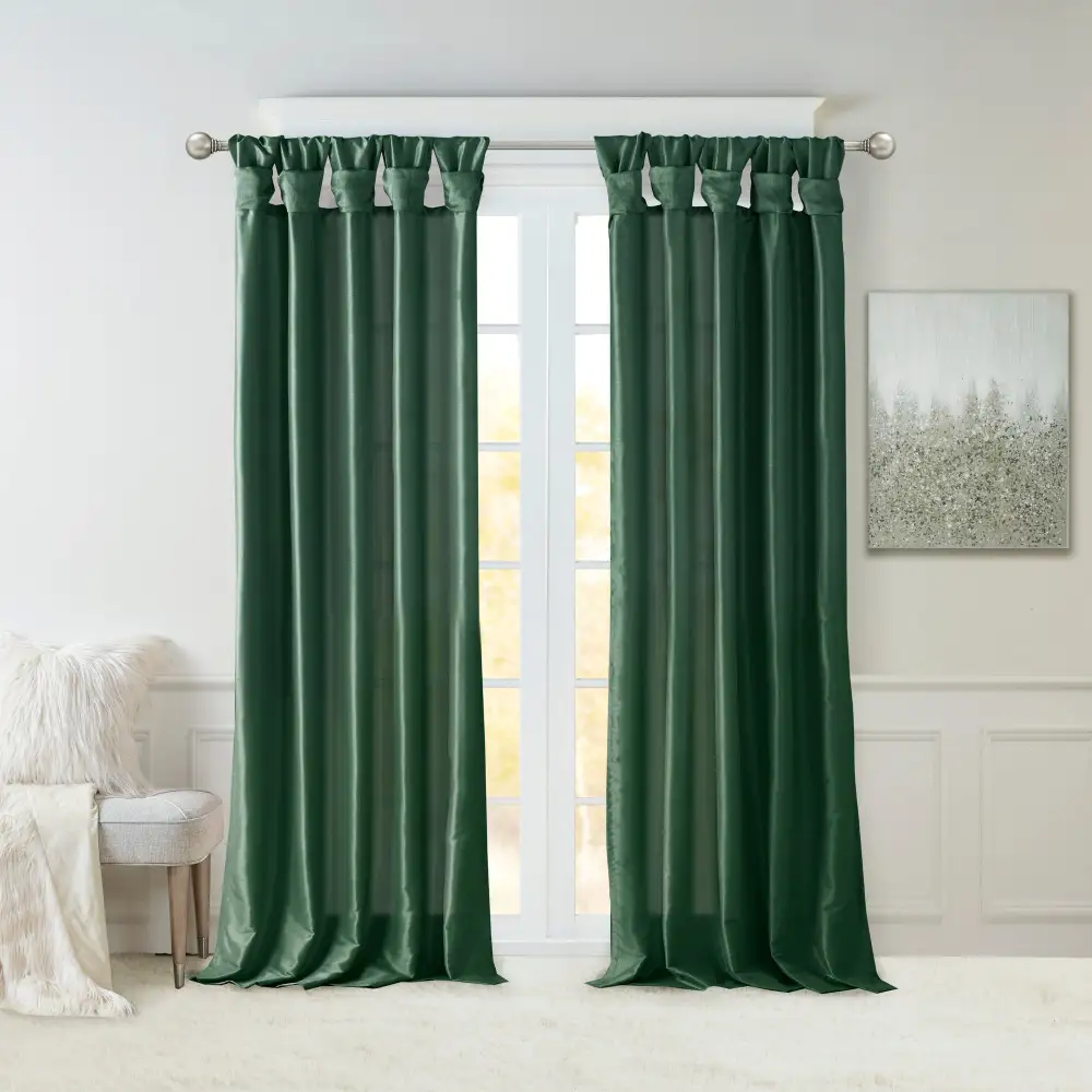 Faux Silk Twist-Tab Curtain Panel