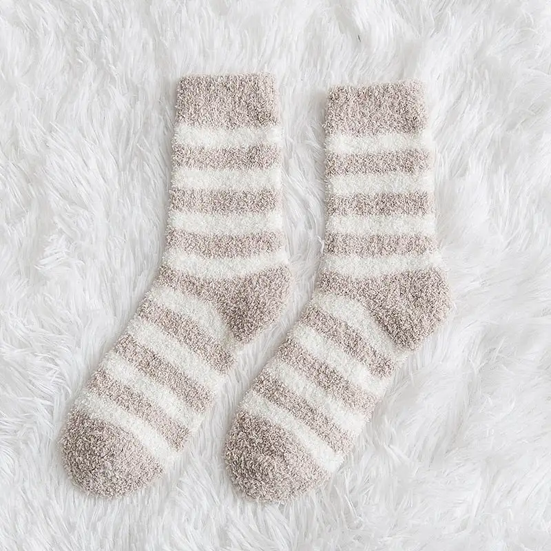 Plush Striped Knee High Socks
