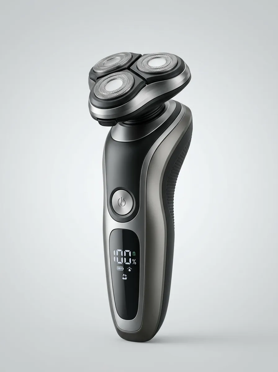 Rotary Triple-Blade LED Display Electric Shaver for Home Grooming