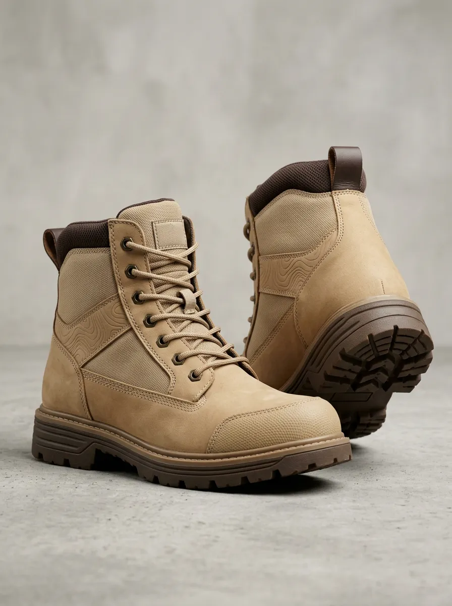 Unisex Weekend Outdoor Hiking Topographic Pattern Print Work Boots