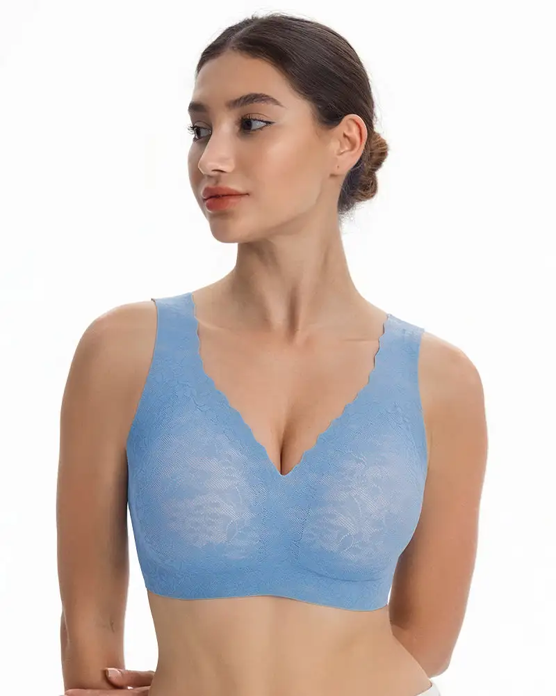 Wireless Lace Cami Bra with Built-In Cups & Seamless Minimizer Fit