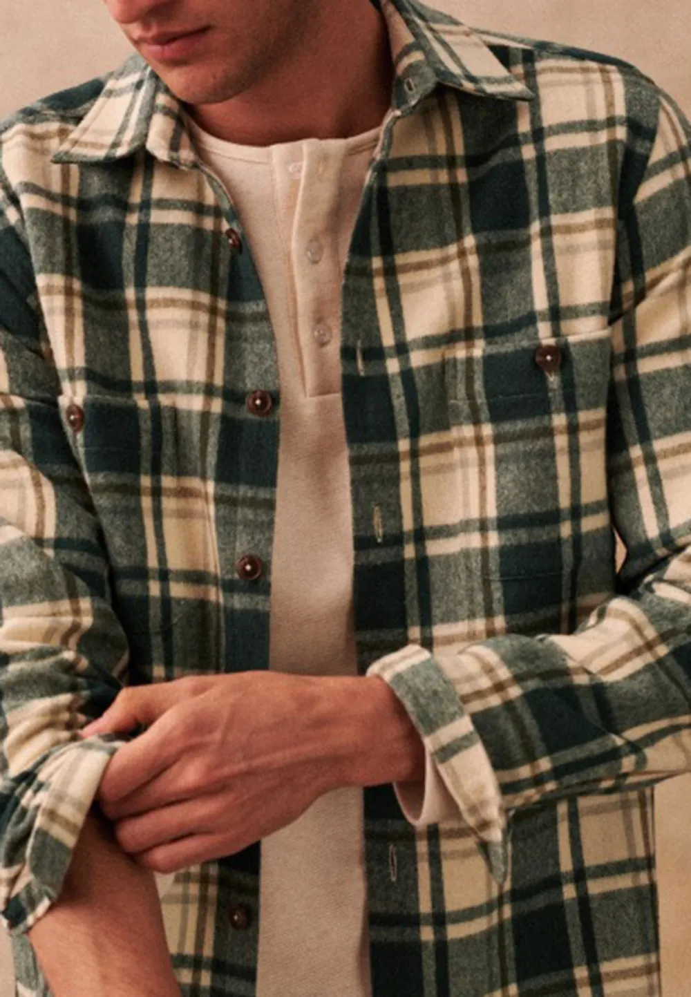 Olive Green Two Chest Pocket Long Sleeve Shirt