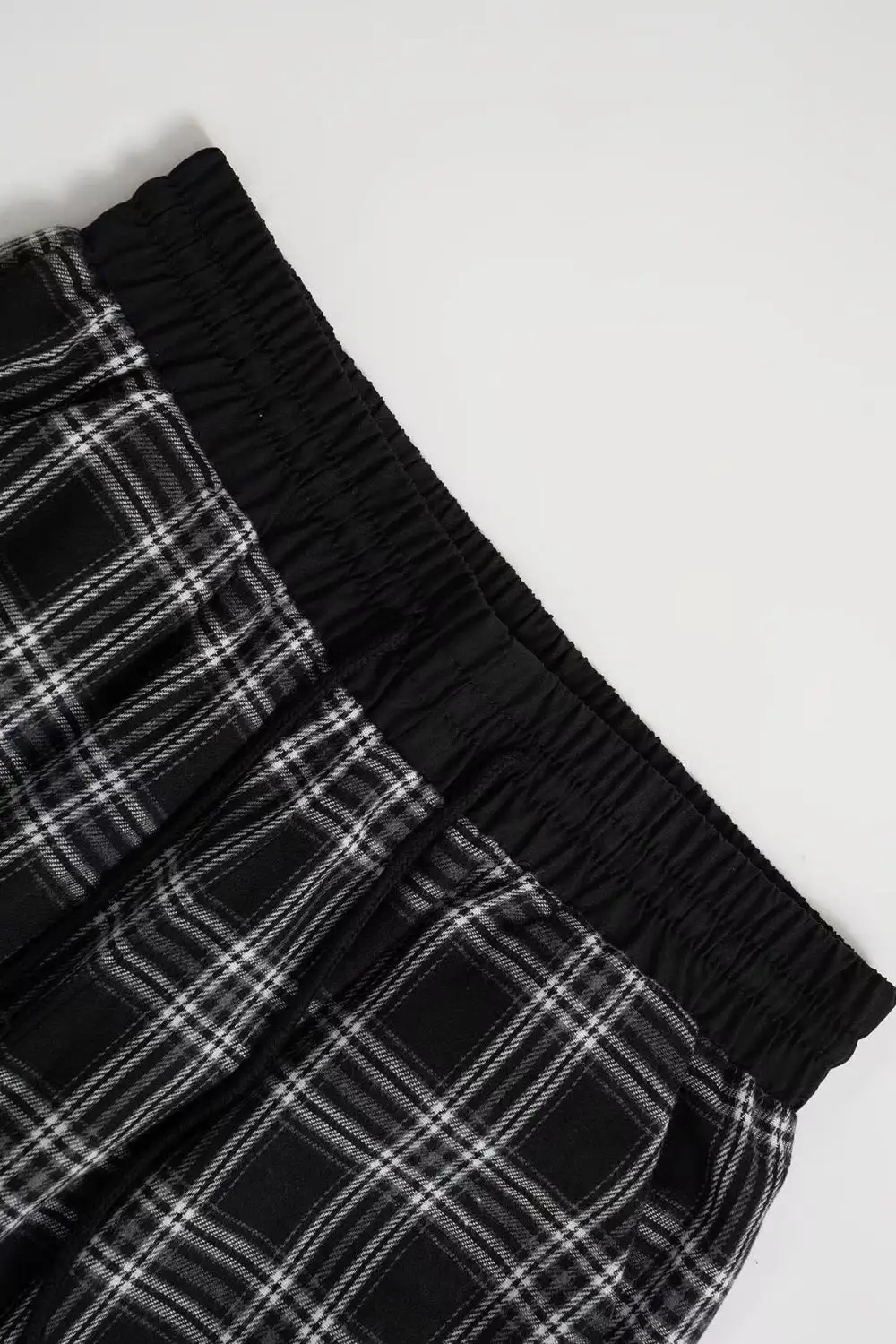 Textured Plaid Wide Leg Pants