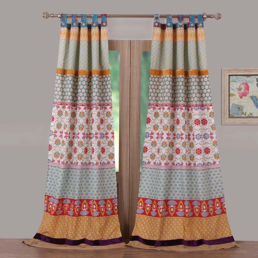 Velvet Floral Tab-Top Curtain Panel Pair