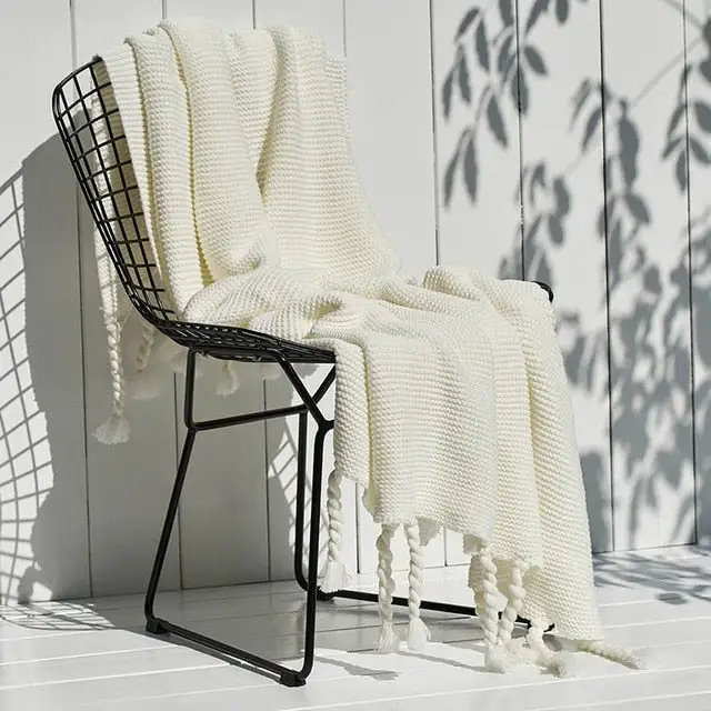 Crochet Cotton Tassel Throw Blanket