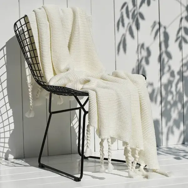 Crochet Cotton Tassel Throw Blanket