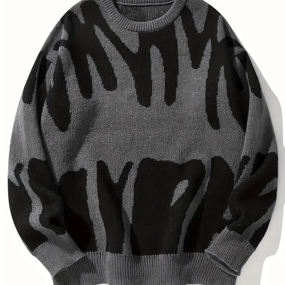 Graphic Pattern Pullover Sweater Crew Neck