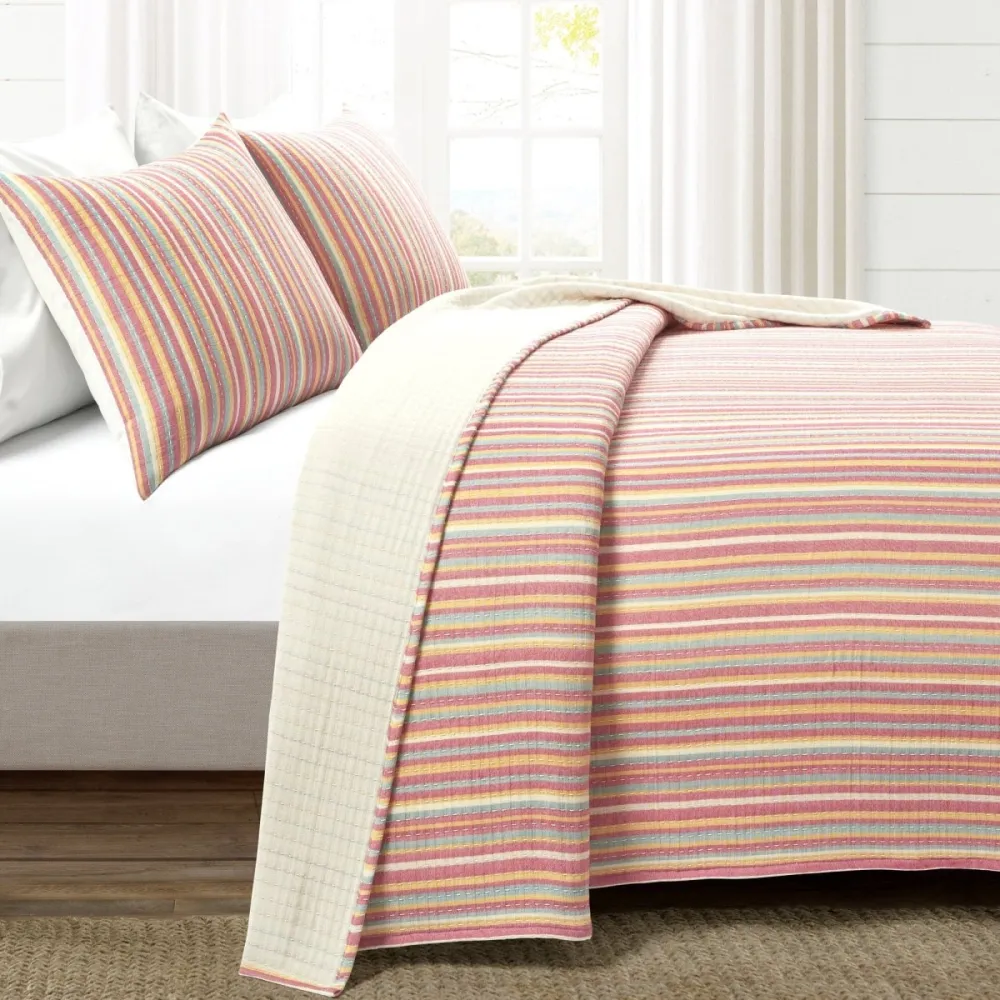 Refined Cotton Striped Quilt Bedding Set