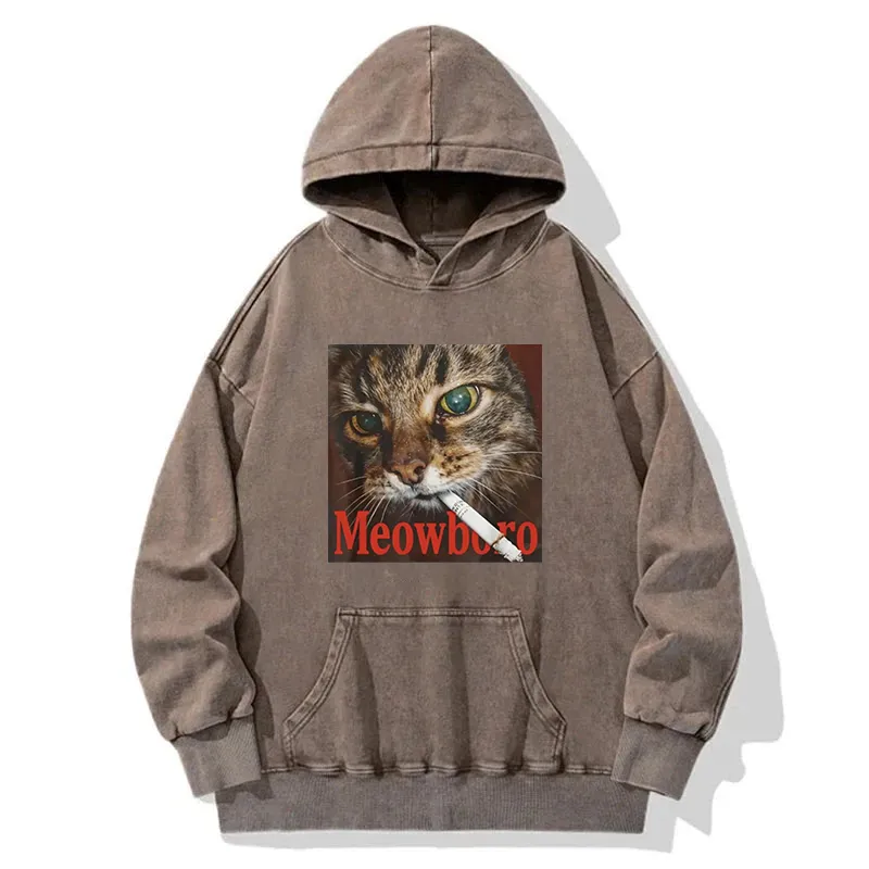 Funny Smoking Cat Meme Washed Hoodie