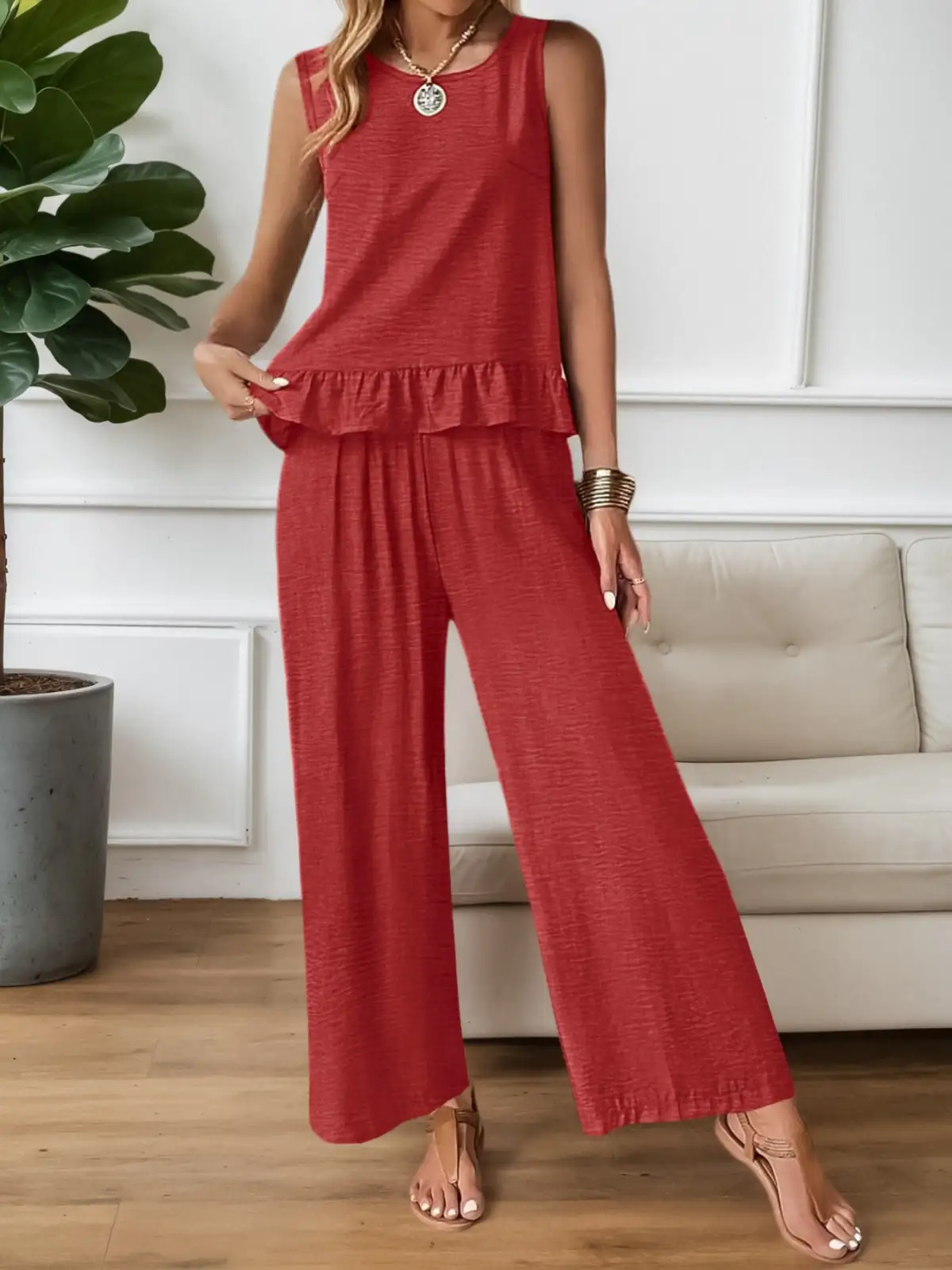 Ruffled Pants Matching Set