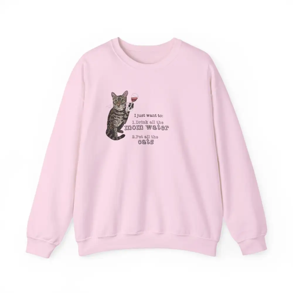Cat Wine Humor Crewneck Sweatshirt