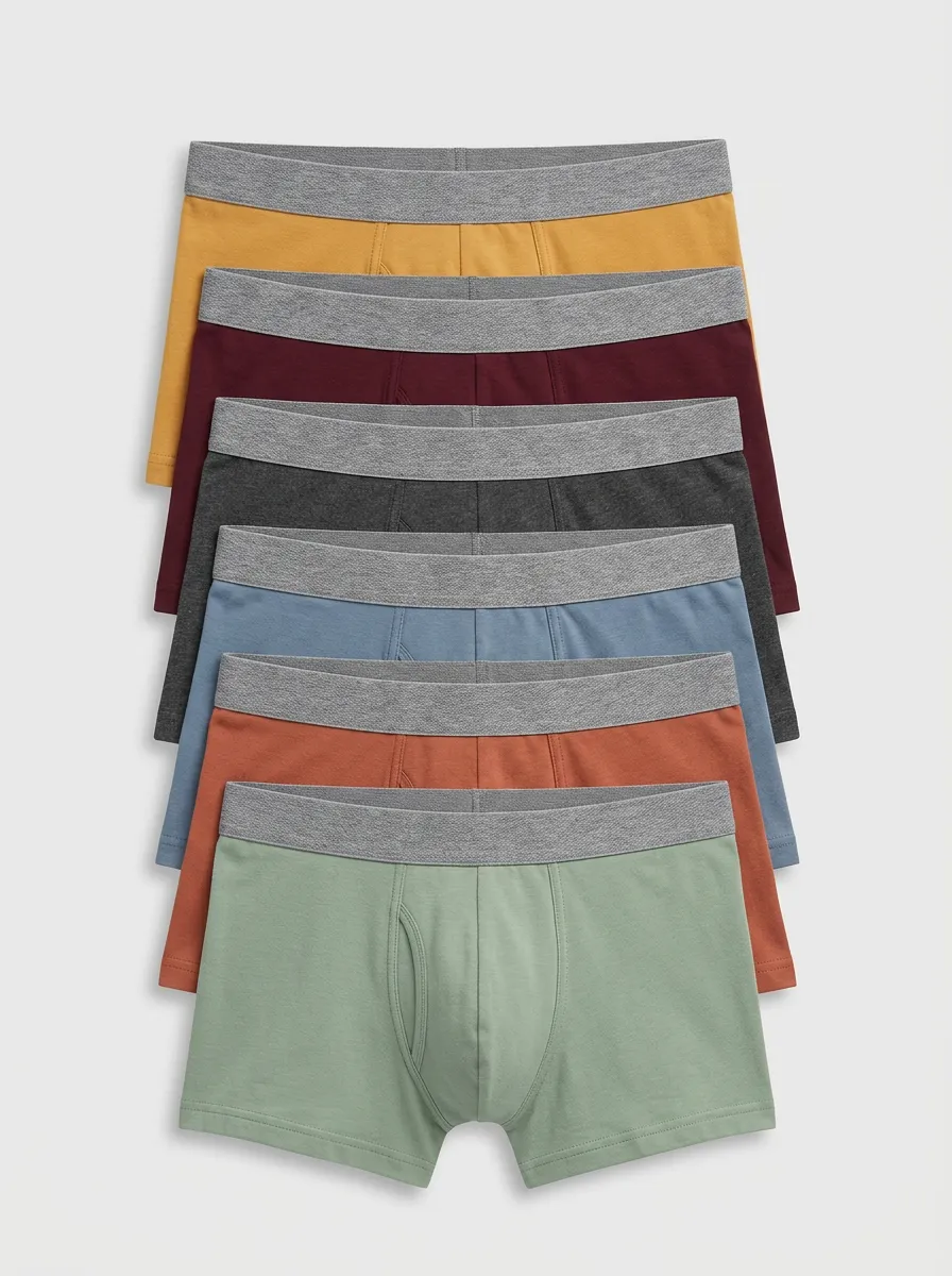 Men's Elastic Waistband Heathered Texture 6-Pack Boxer Briefs