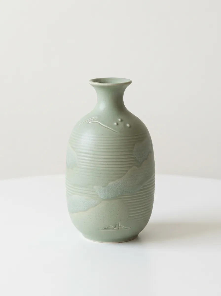 Zen Mountain Landscape Embossed Ceramic Table Vase