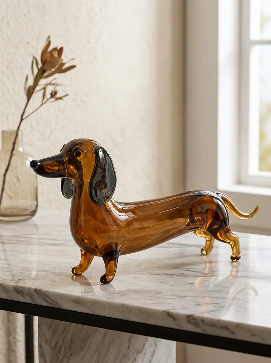 Collectible Dachshund Glass Sculpture