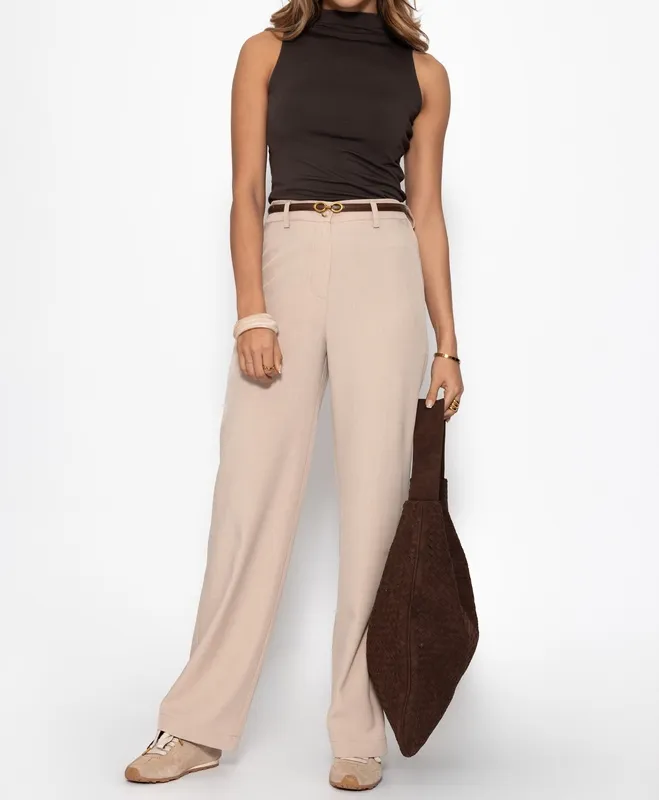 Beige Straight Everyday Pants
