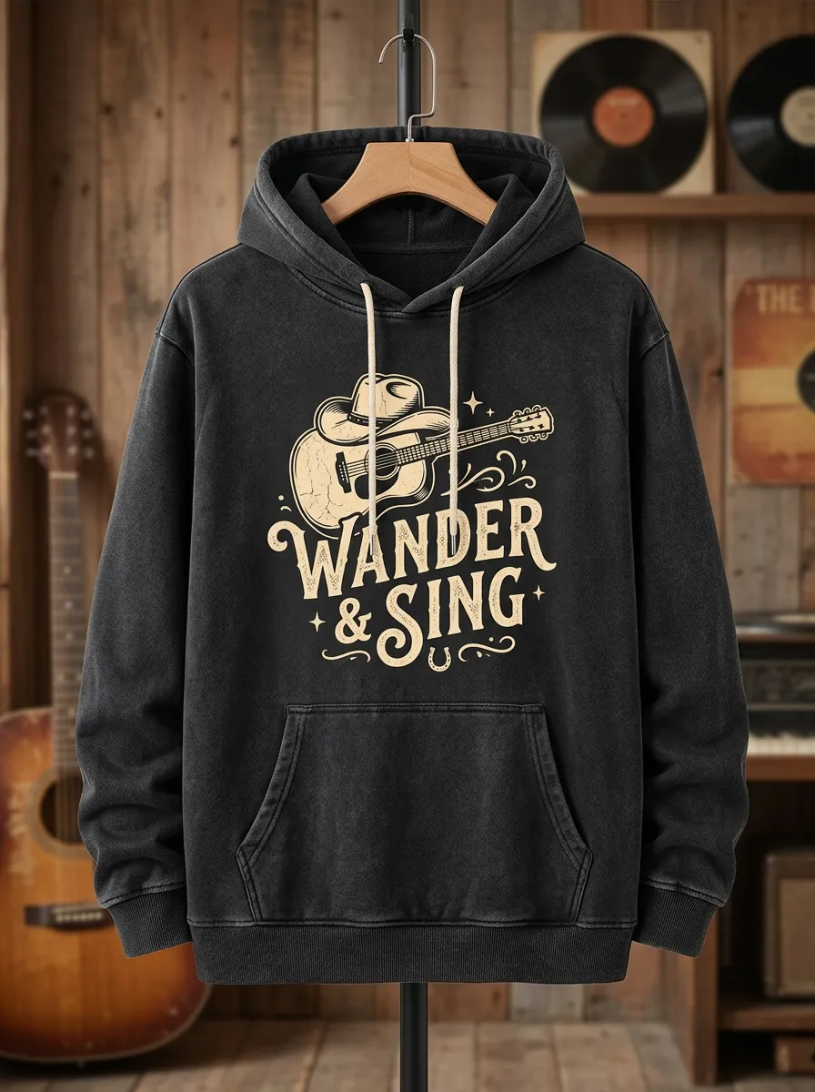 Nashville-Inspired Guitar Cowboy Country Music Graphic Hoodie