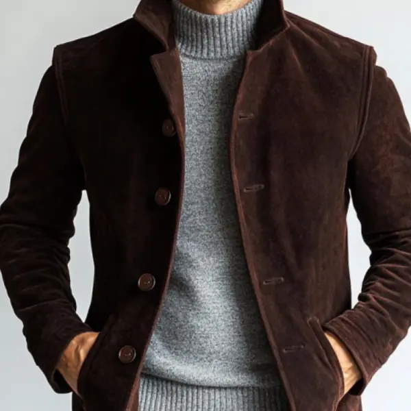 Tailored Wool Suede Coat