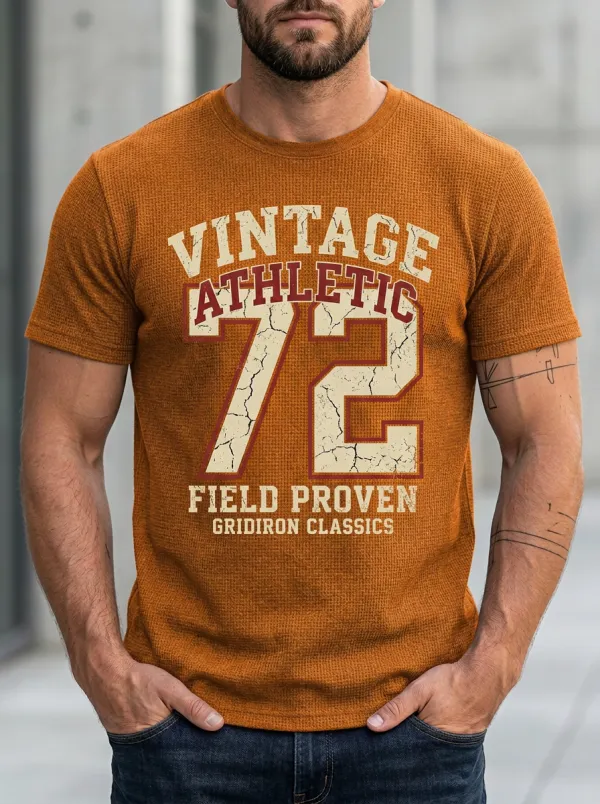 Men's Football Lover Vintage 72 Athletic Gridiron Printed T-shirt