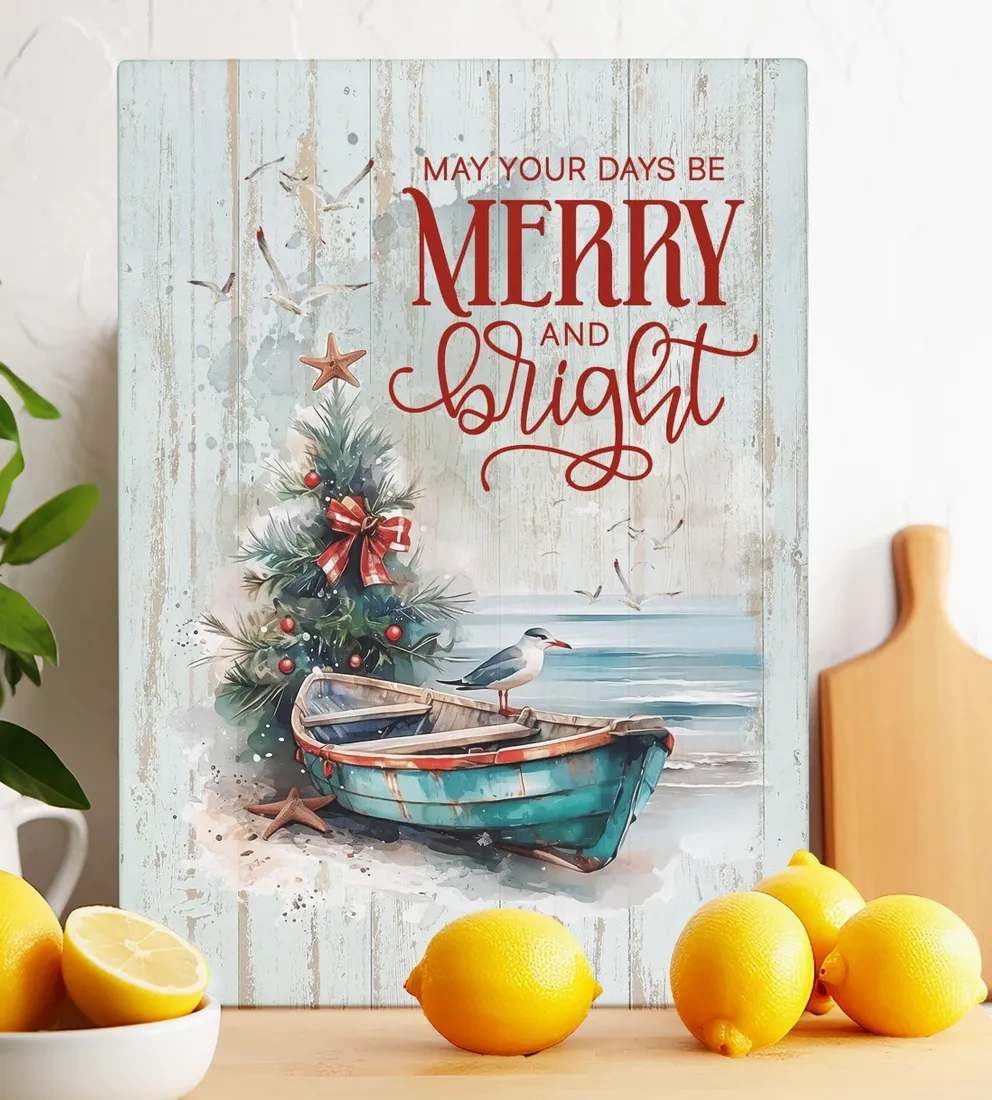 Coastal Boat Glass Cutting Board