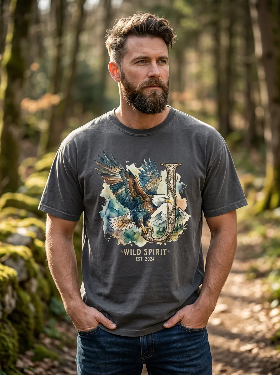 Men's Eagle Vintage Inspired Crest Graphic T-Shirt