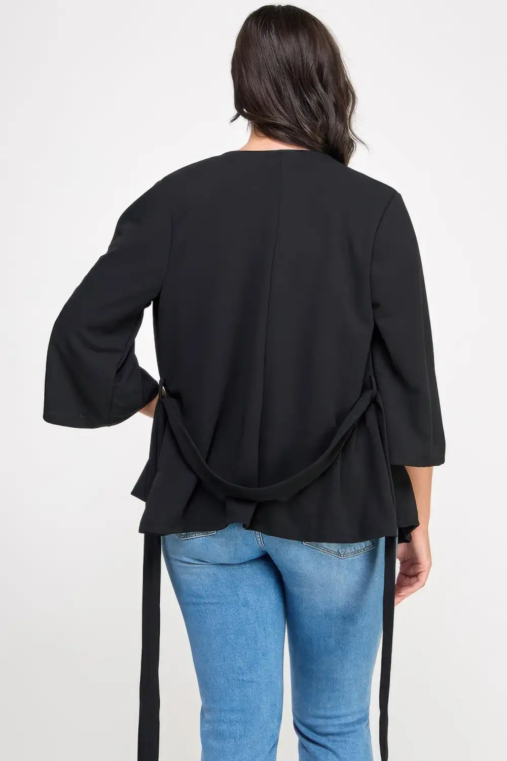 Plus Size Black Wrap Tie-Waist