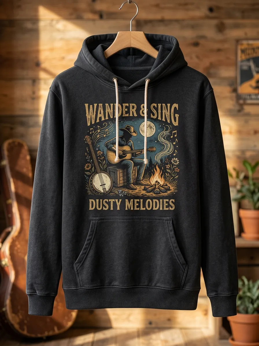 Western-Inspired Graphic Unisex Country Music Pullover Hoodie