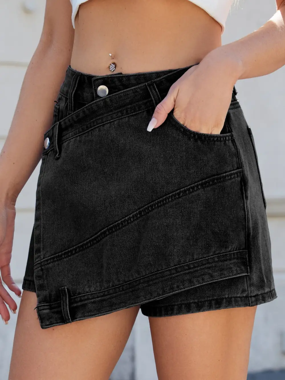Asymmetrical Denim Pockets Moni Skirt
