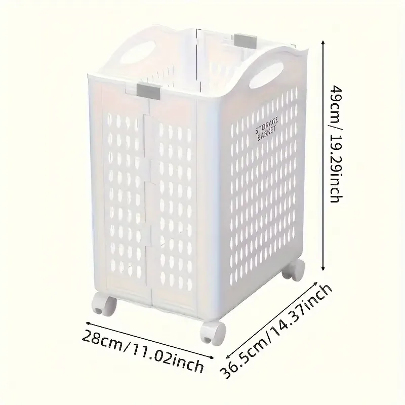 Compact Large Foldable Rolling Laundry Basket