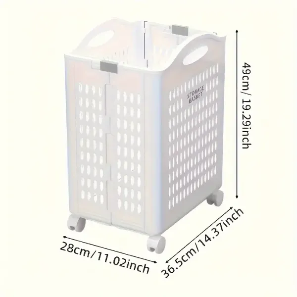 Compact Large Foldable Rolling Laundry Basket