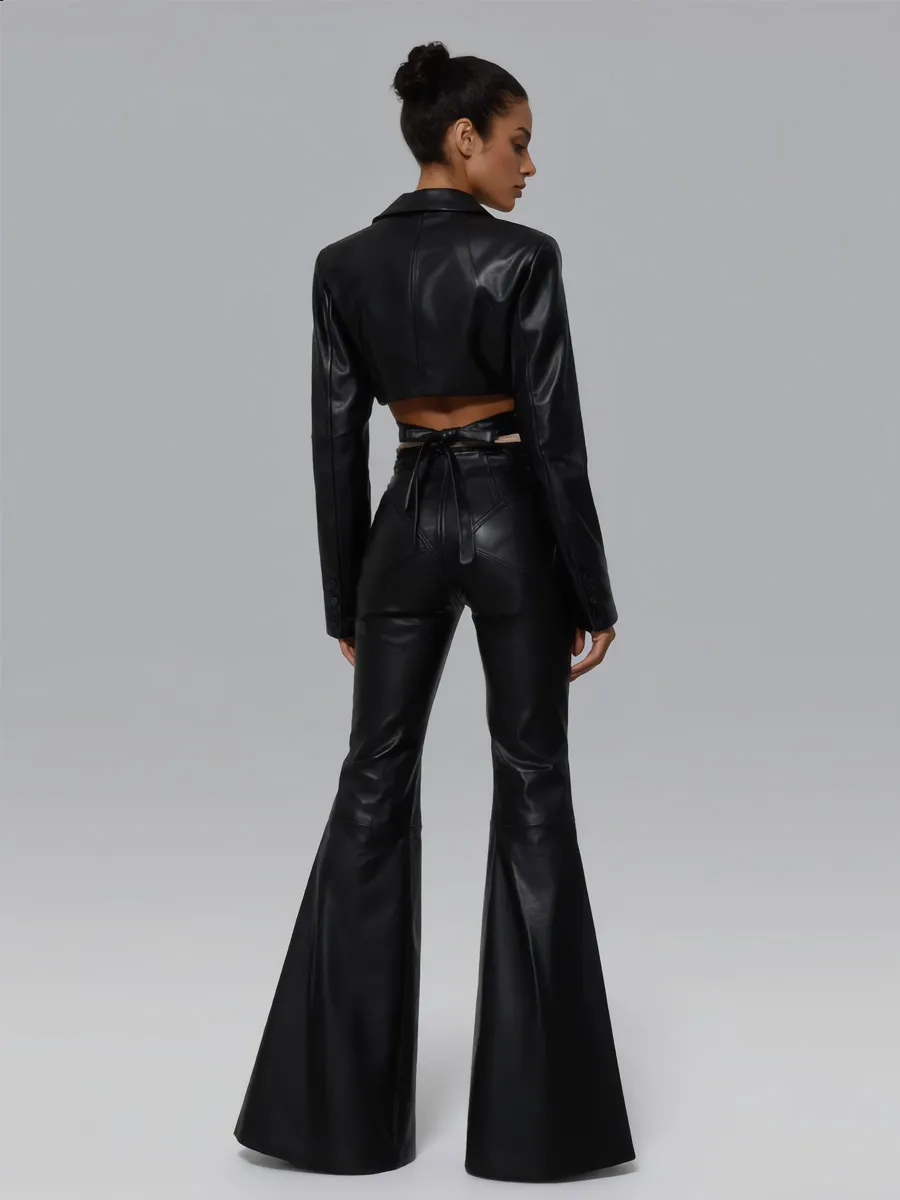 Maya Faux Leather Two Piece Set