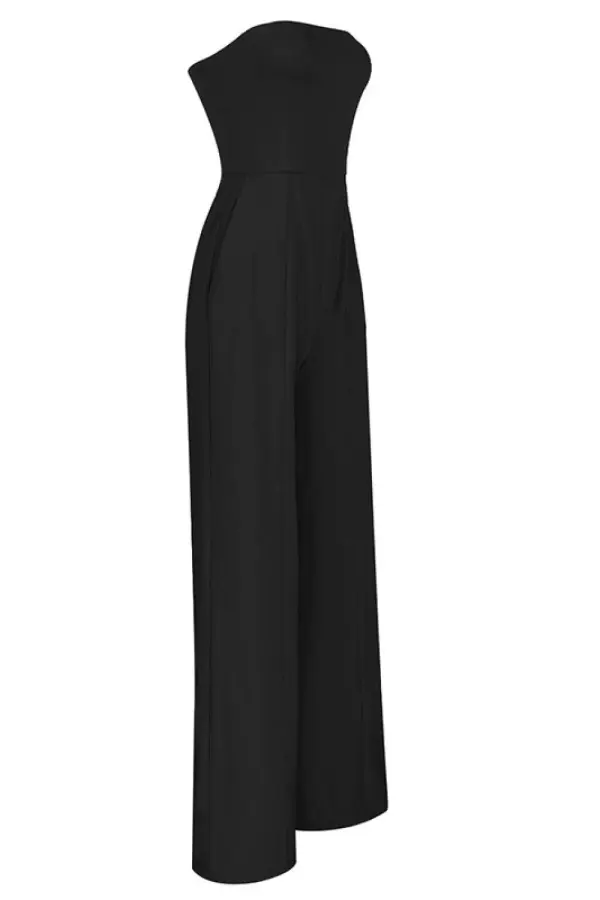 Strapless High Waisted Wide Leg Jumpsuit