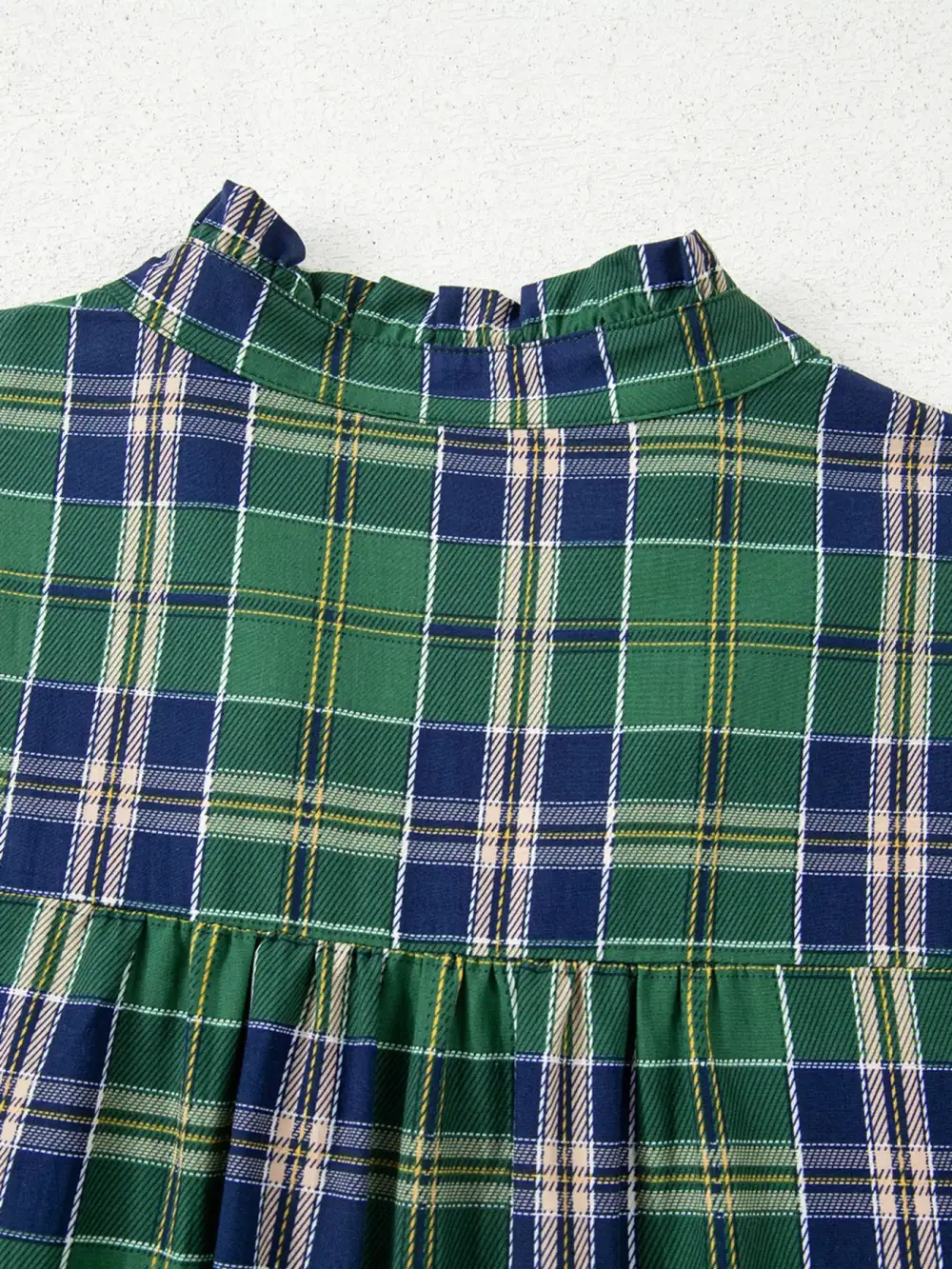 Plaid Ruffle Long Sleeve Mini Dress