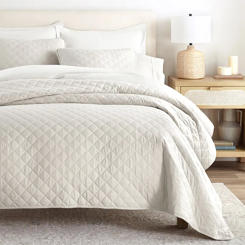 Diamond Stitch Quilted Coverlet Set