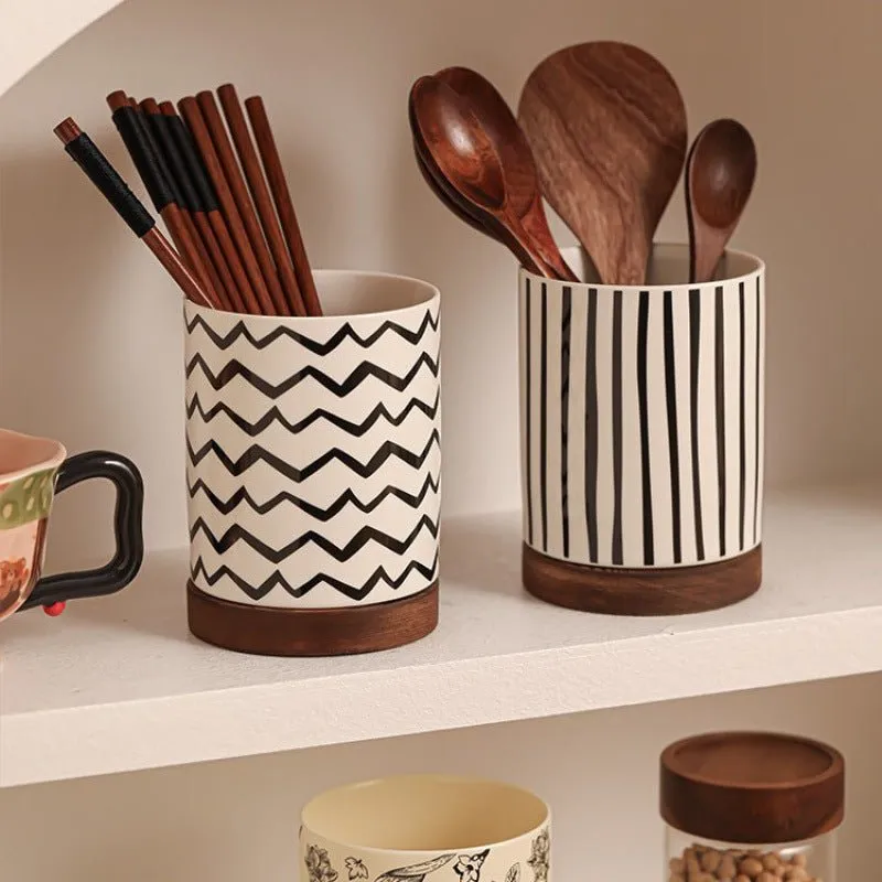 Patterned Ceramic Utensil Holder