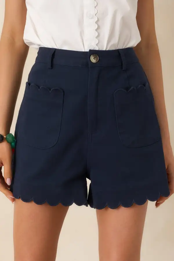 Scalloped You Casual Shorts