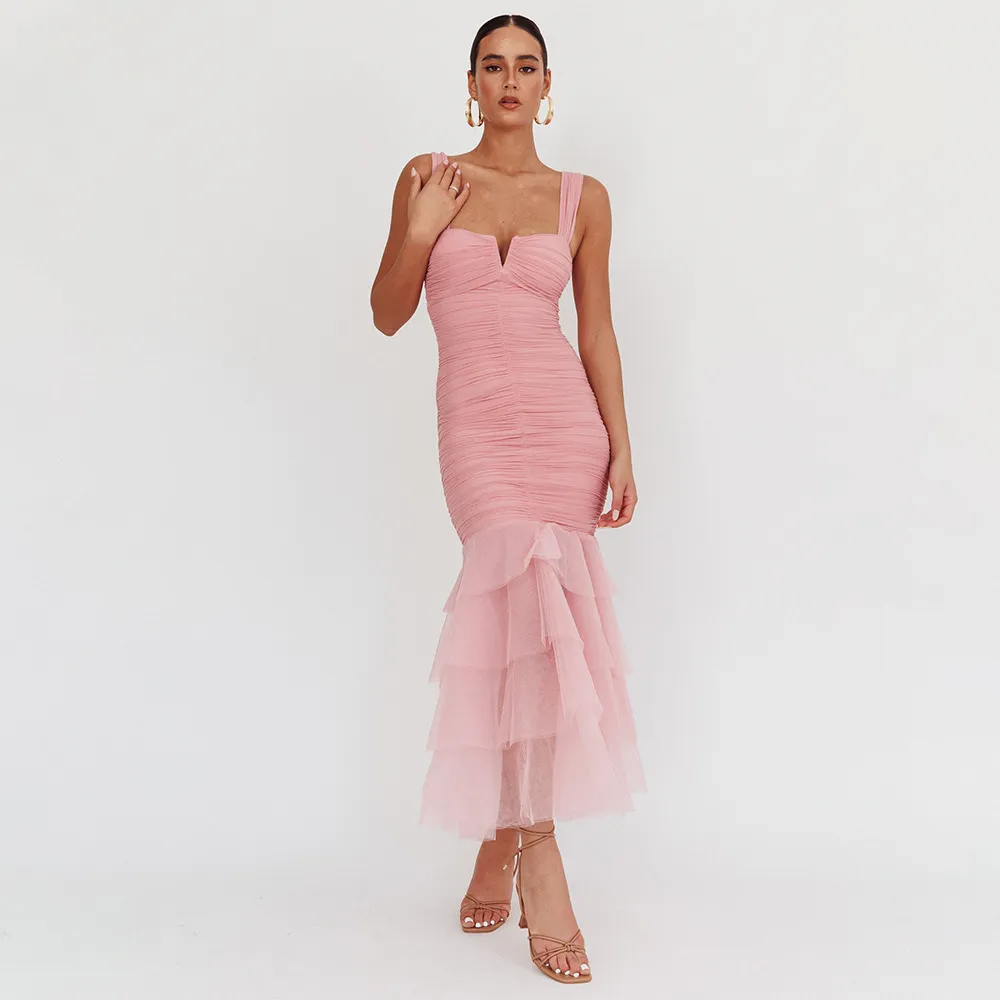 Adela Net-Silk Maxi Dress