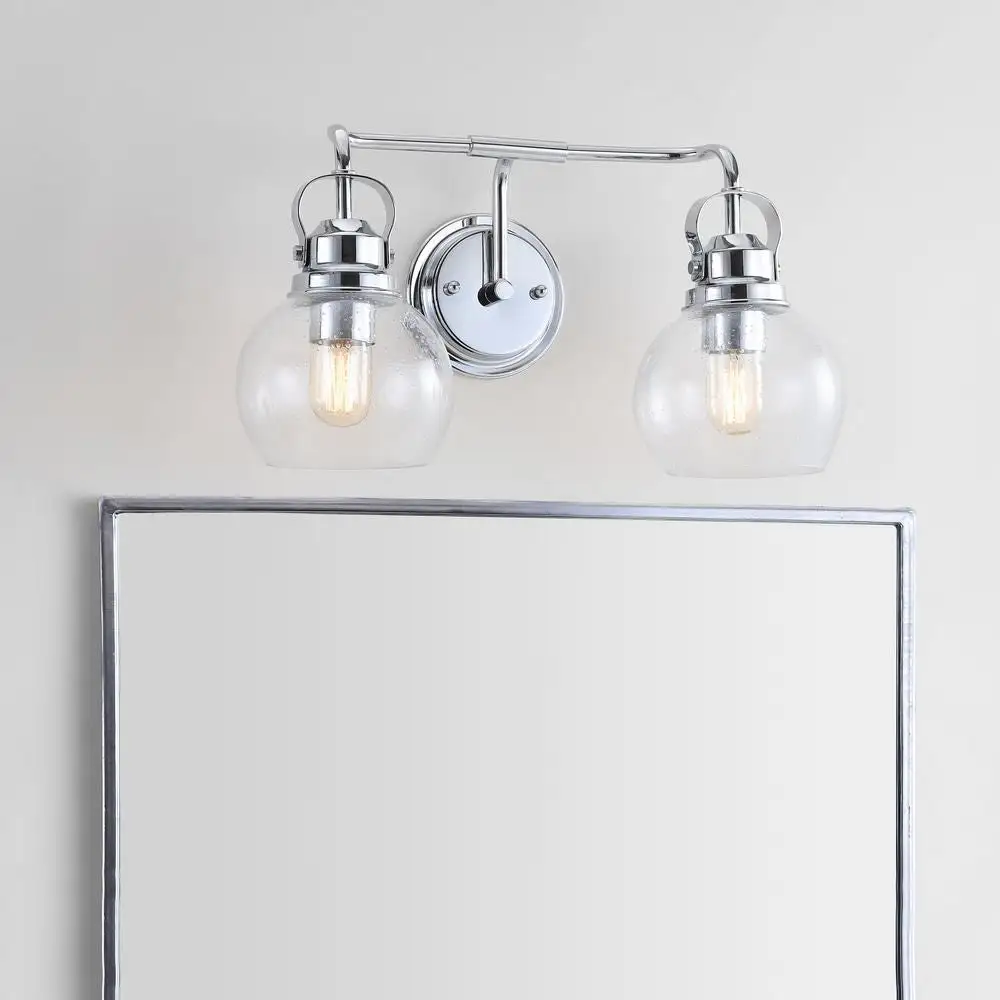 Dual-Light Metal Bubbled Glass Vanity Light