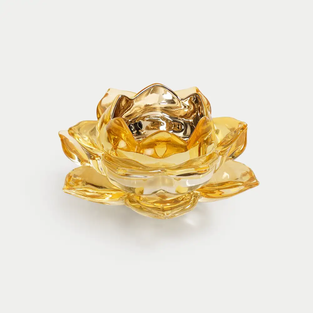 Light Amber Lotus Glass Tealight Holder