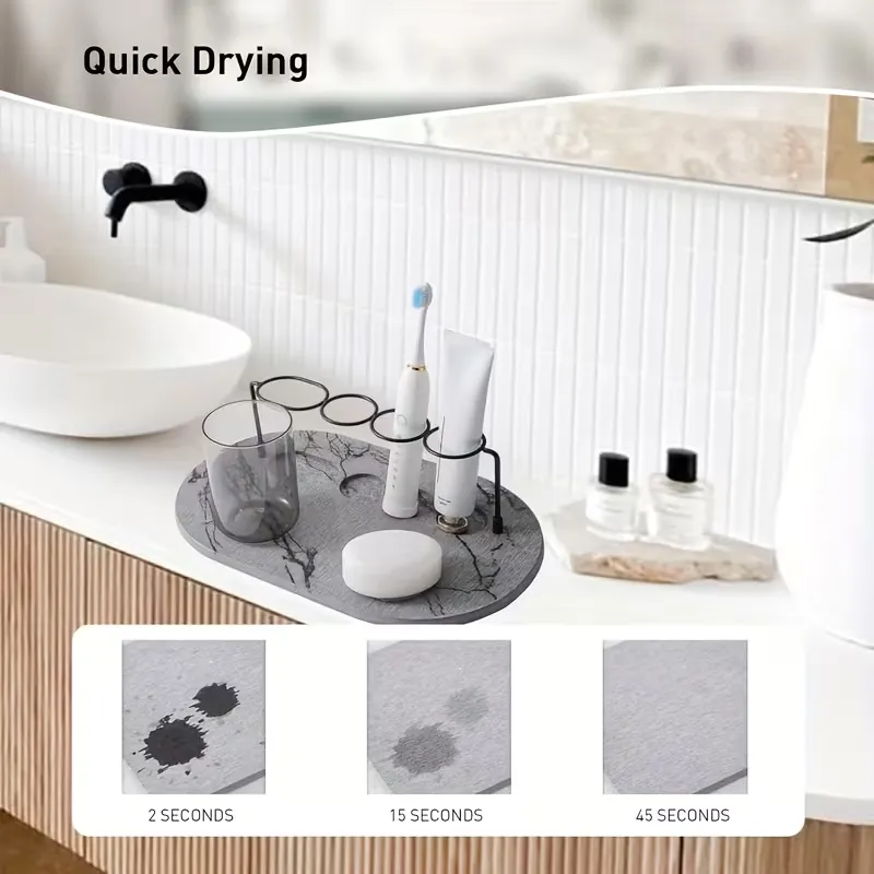 Marble Bathroom Toothbrush & Toiletry Holder