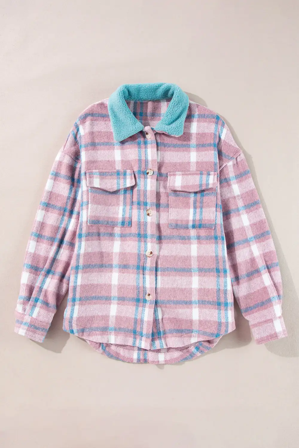 Collared Plaid Colorblock Relaxed Cardigan