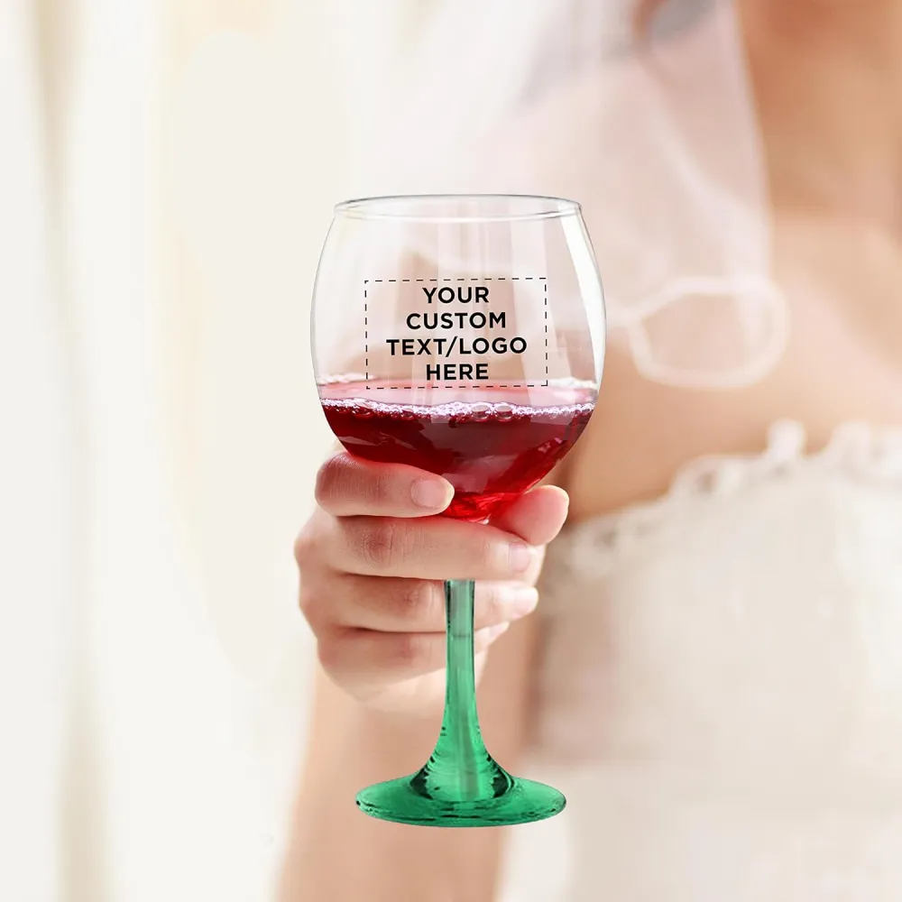 Custom Wedding Wine Glasses 20.5 oz Set of 12, Personalized Bulk Pack